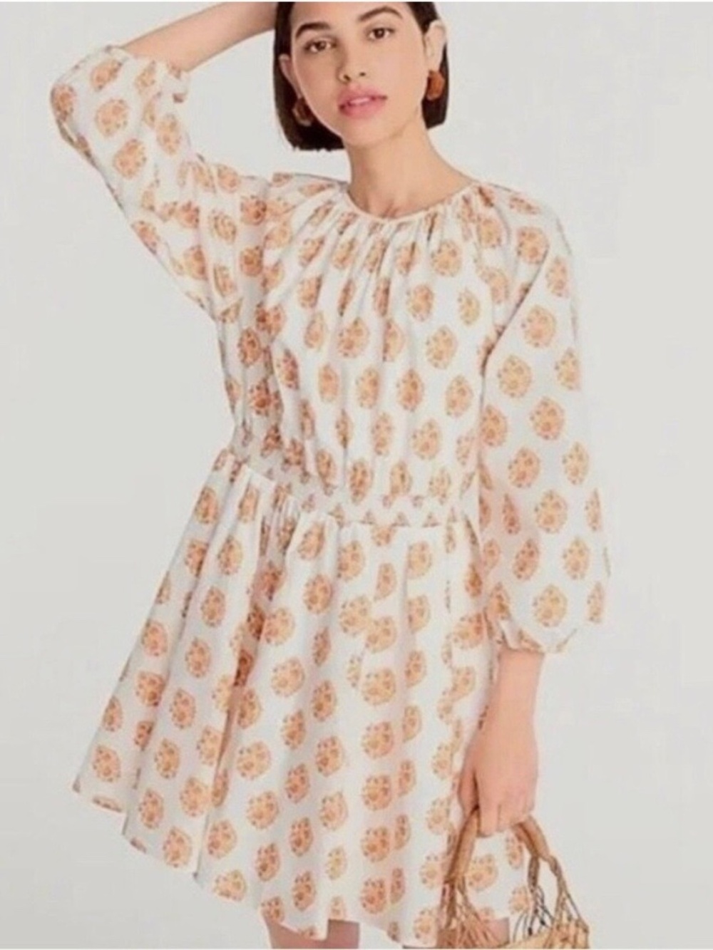 NWOT J.Crew SZ XXS Women's Smocked Waist Mini Dress Gathered Floral Block Print
